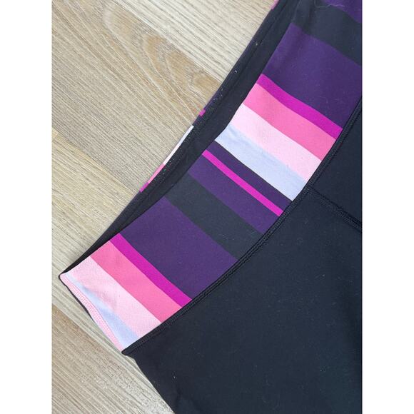 Lululemon‎ Wunder Under Crop  in Black / Stripe Bleached Coral Size 10 - Picture 4 of 9